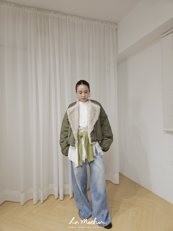 人造毛領鴨絨外套